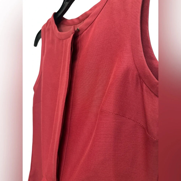 Talbots Red Silk Cotton Sheath Dress Sleeveless Career Pockets Knee Length NWT - Picture 2 of 5
